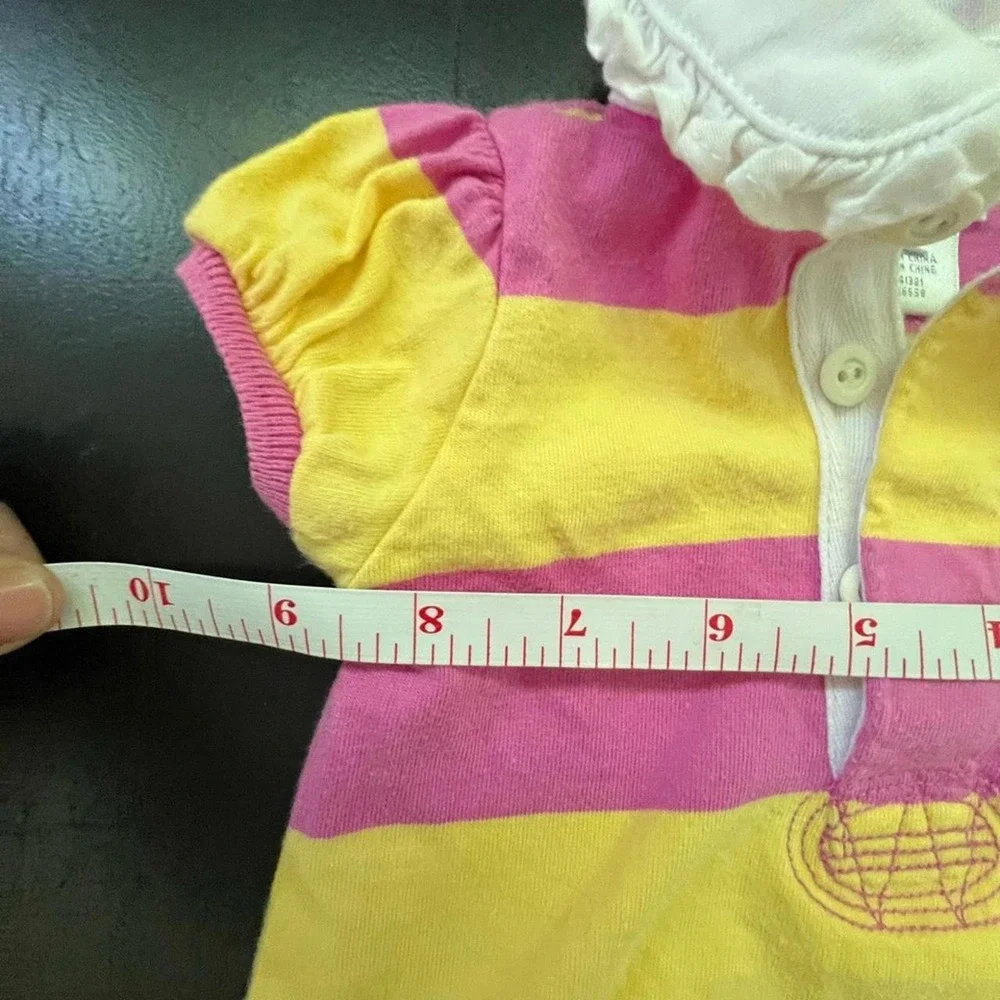 Ralph Lauren Polo Dress Pink Yellow Striped Ruffle 3M